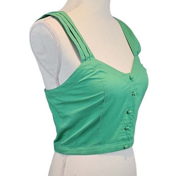Sim & Sam Mint Green Button Front Crop Top Women's Size M - Picture 5 of 14